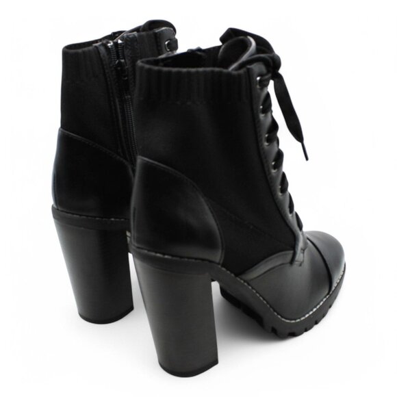 BCBGENERATION Womens Black Stretch Cushioned Lug Sole Lace up Booties - Picture 6 of 9